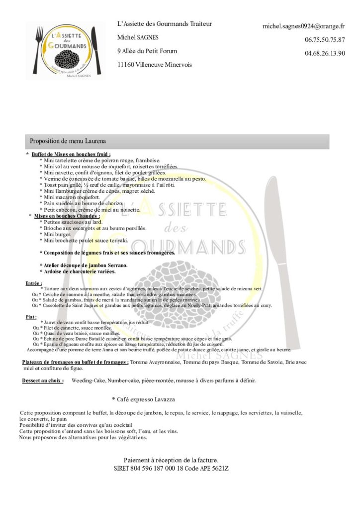 thumbnail of Menu Laurena