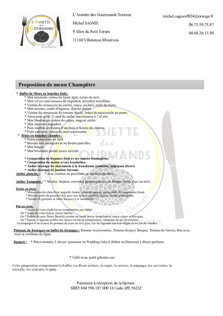 thumbnail of Menu champêtre