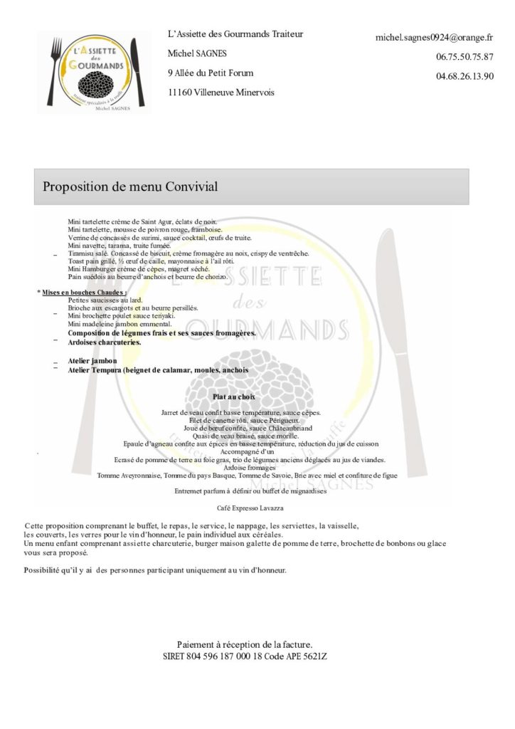 thumbnail of Menu convivial